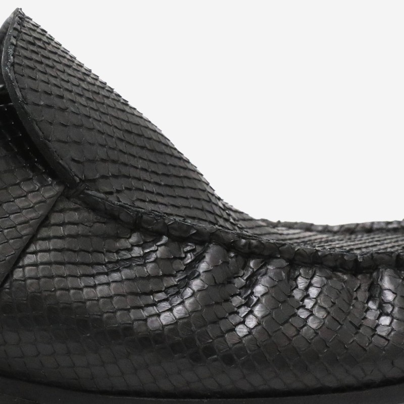 Snake-Print Pleated Loafers